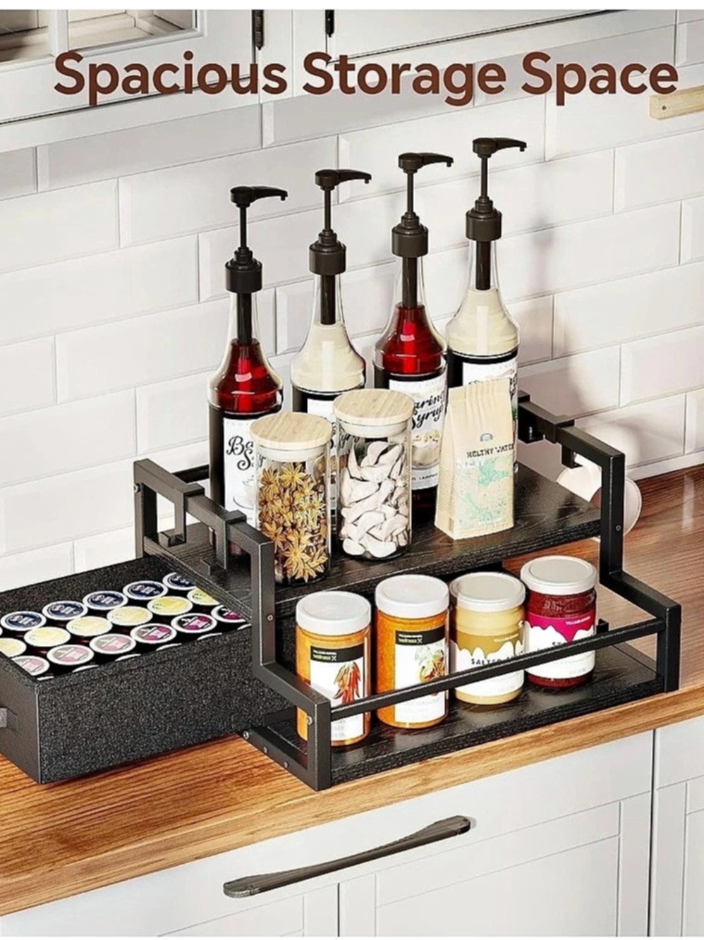 HOMEIJU Two-Tier Countertop Storage Organizer Black